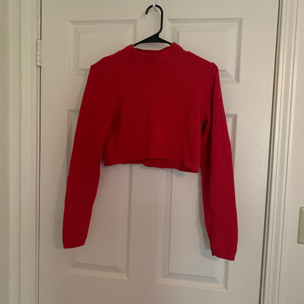 Cropped red sweater